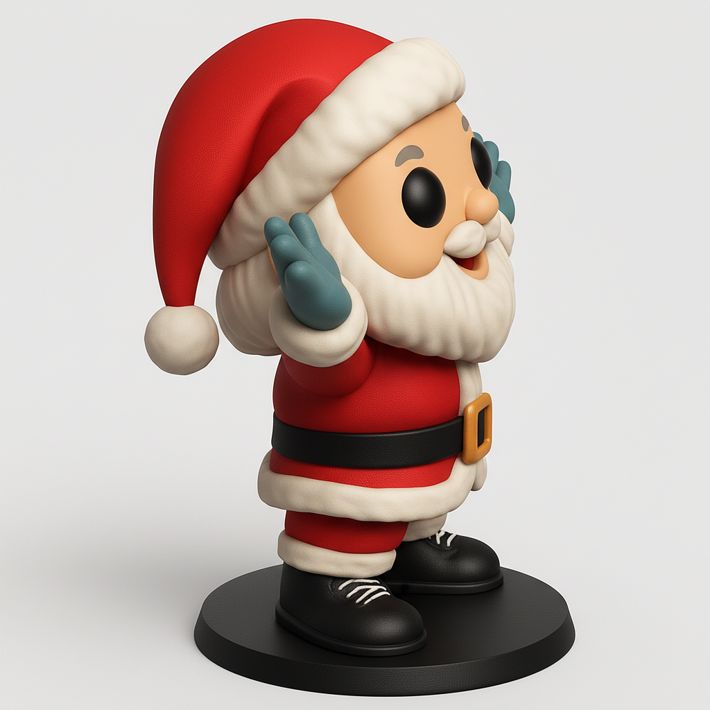 face anatomy 3d model-create 3d face model from photo_Cheerful Santa Funko-Style Figurine - Holiday Decor