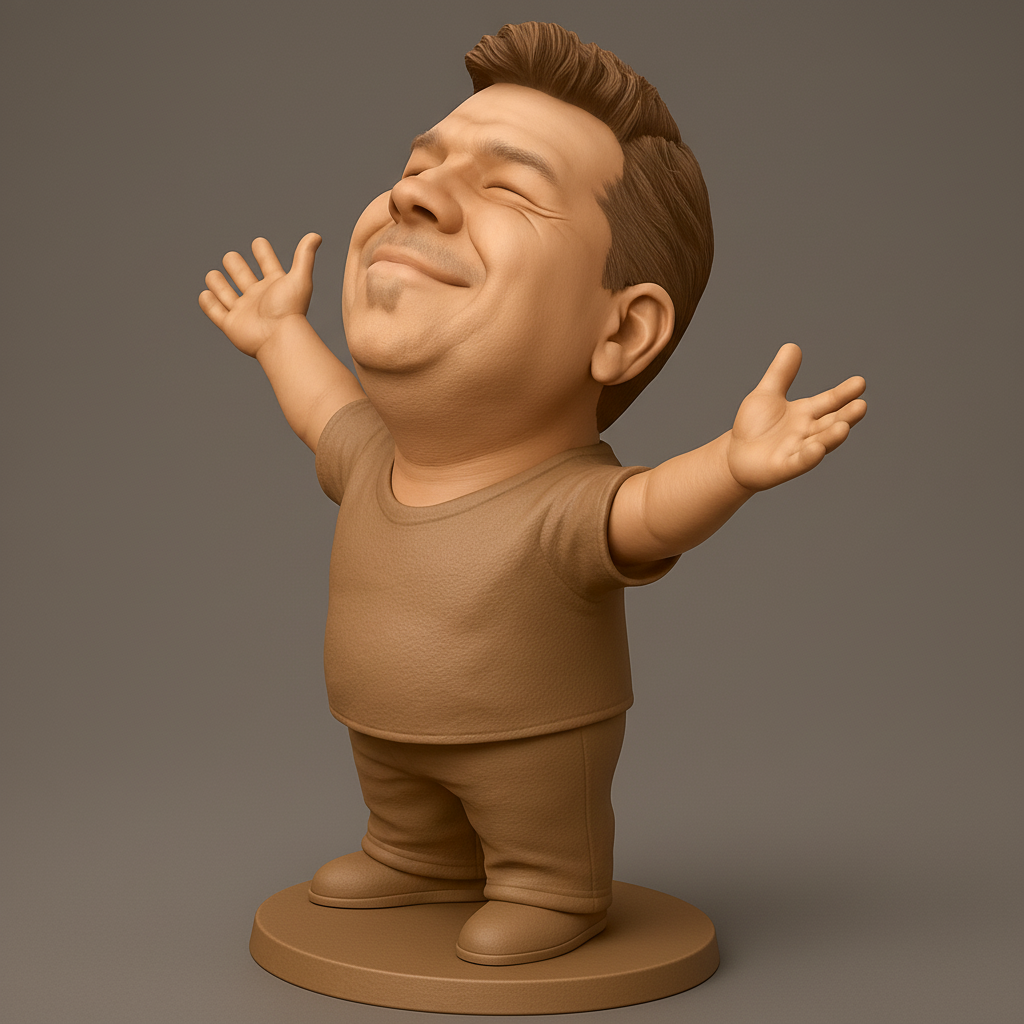 face anatomy 3d model-create 3d face model from photo_Smiling Man Figurine: Embrace Joy & Positivity