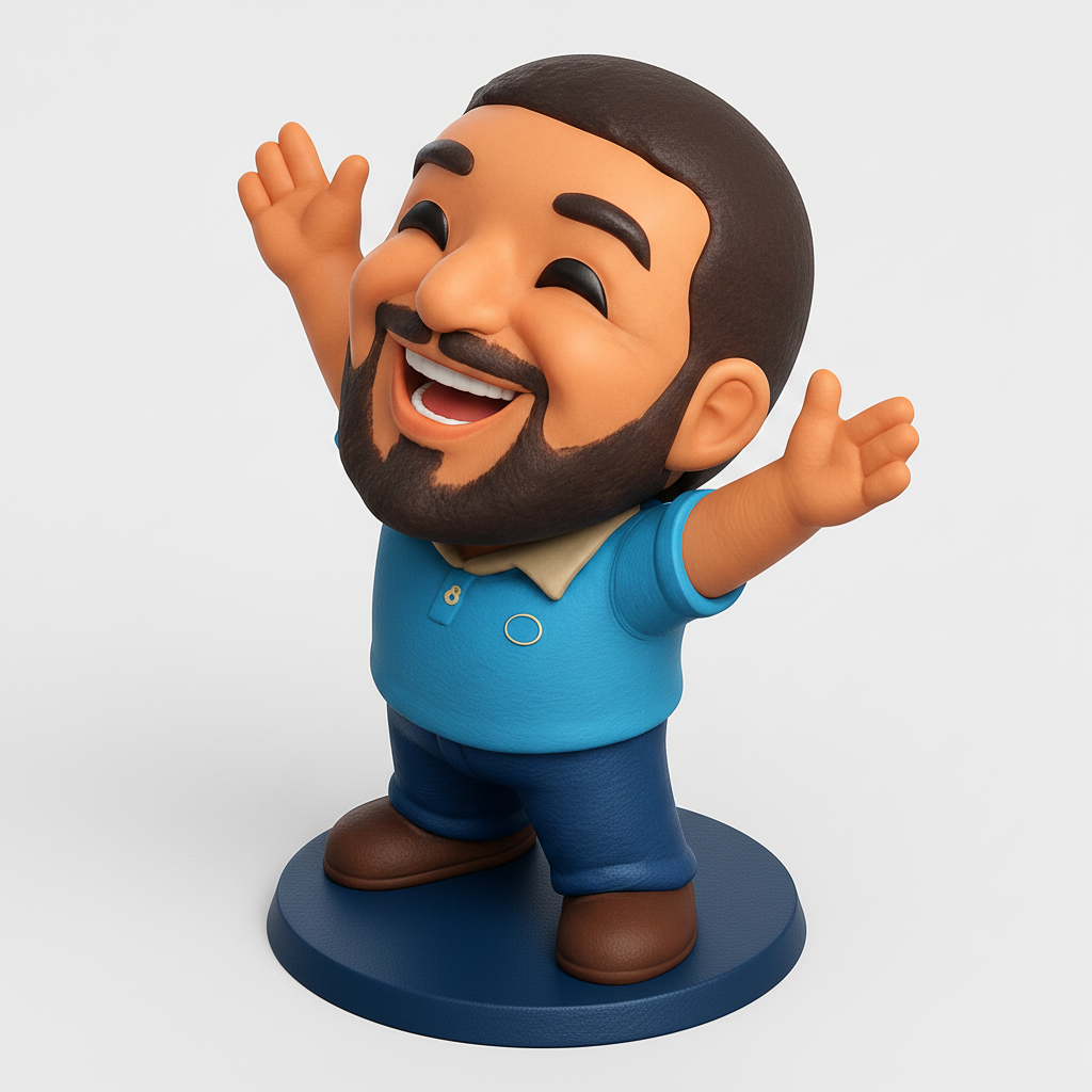 face to 3d model ai-3D portrait printing from photo_Spread Joy! Enthusiastic Man 3D Printable Figurine