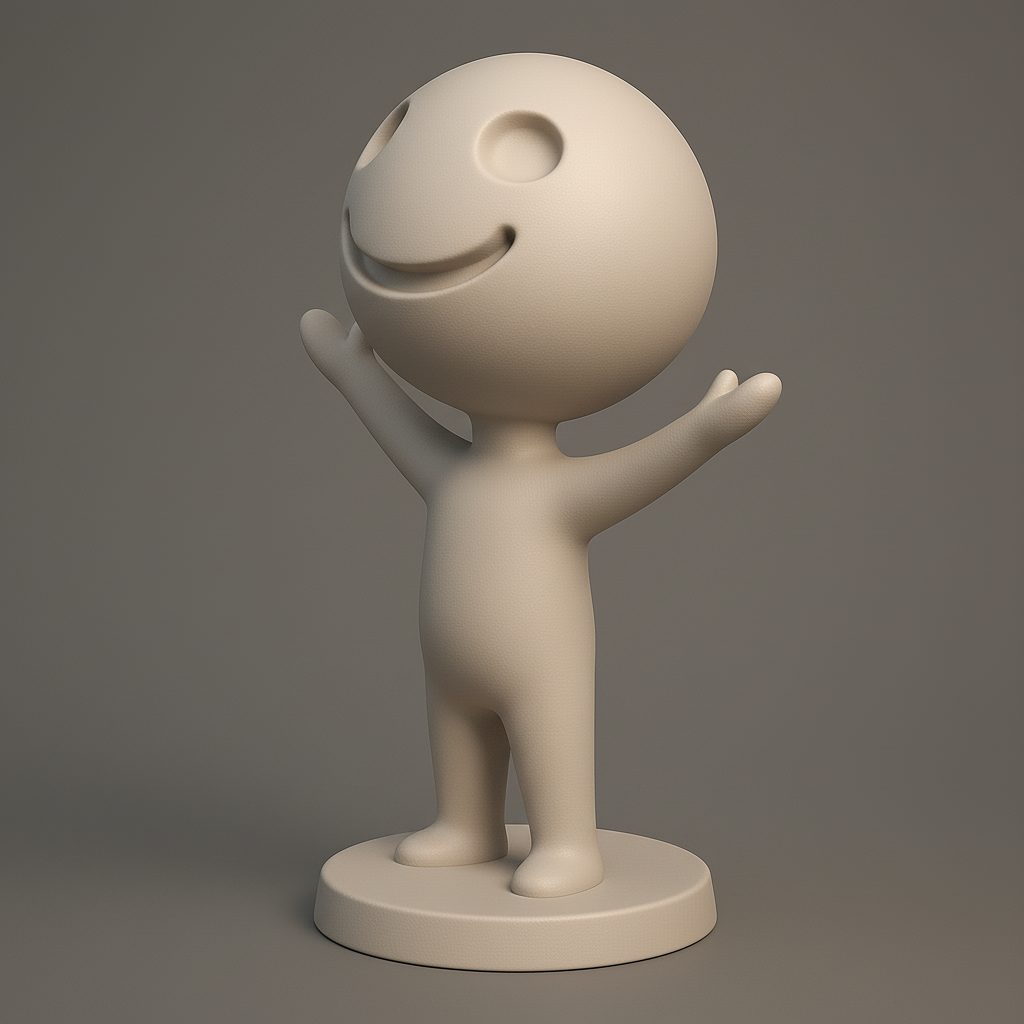 face anatomy 3d model-create 3d face model from photo_Cheerful Character Figure for 3D Printing