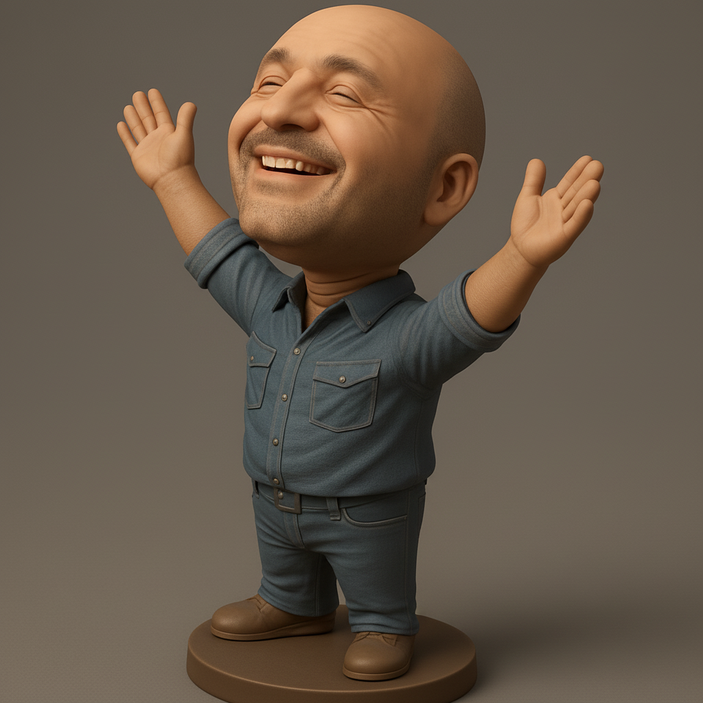silhouette 3d printer maker-3d portrait printing_Happy Guy Bobblehead: Spread Joy & Positivity!