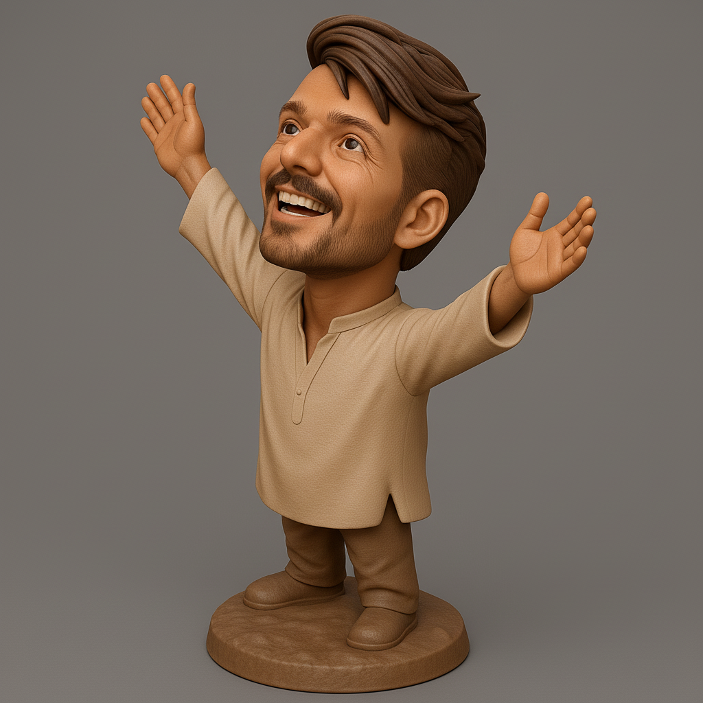 face anatomy 3d model-create 3d face model from photo_Joyful Character Statue for 3D Printing