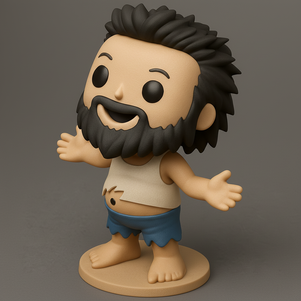 face anatomy 3d model-create 3d face model from photo_Charming Castaway Funko-Style Figurine