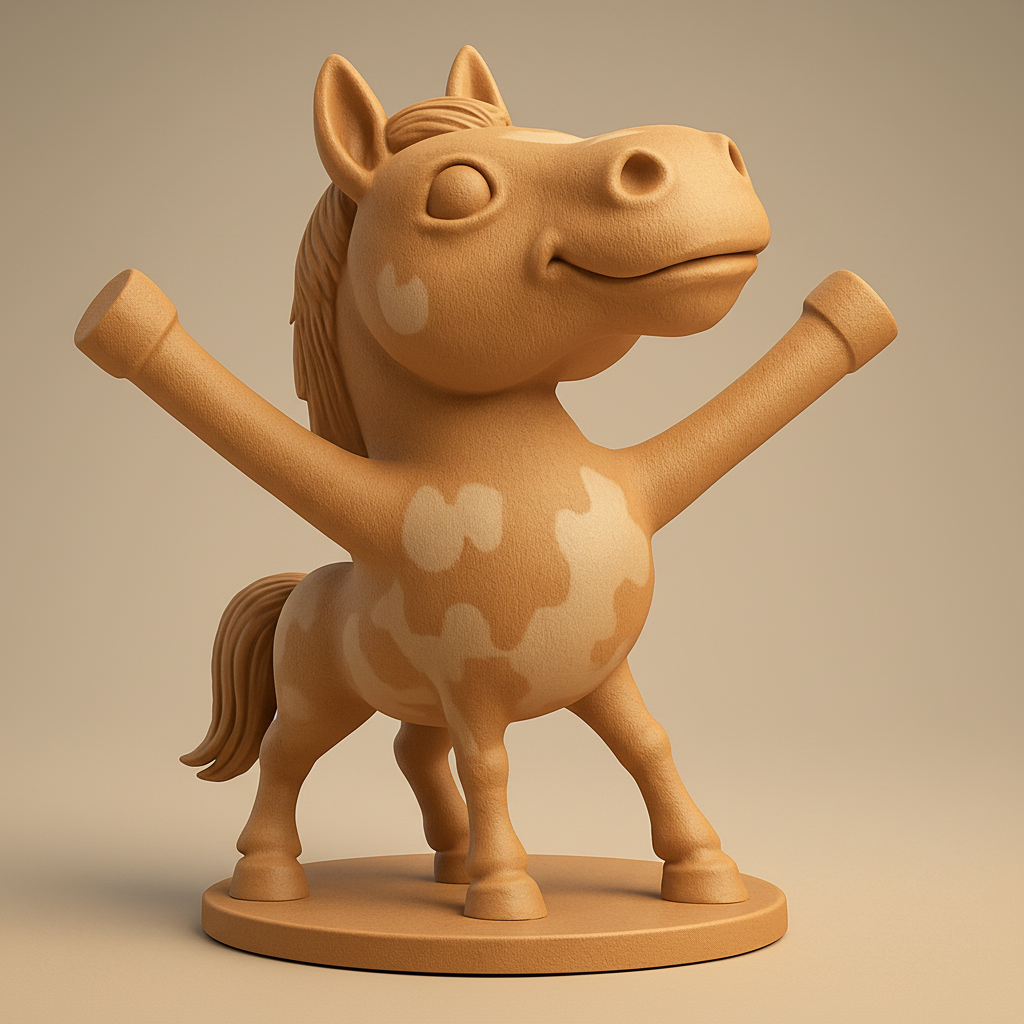 face to 3d model ai-3D portrait printing from photo_Joyful Horse Figurine: Whimsical Desk Decor & Gift