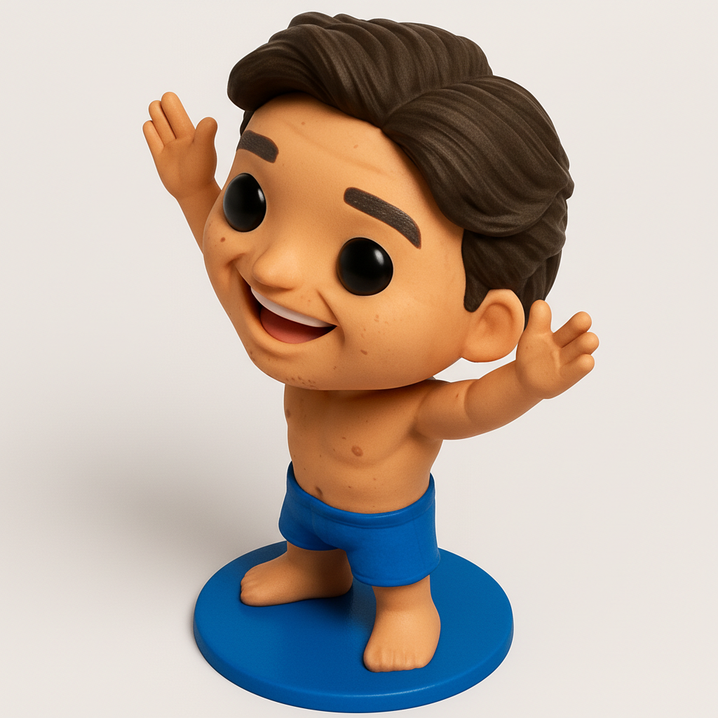 face anatomy 3d model-create 3d face model from photo_Cheery Chibi Swimmer Desk Pal - Instant Mood Boost!