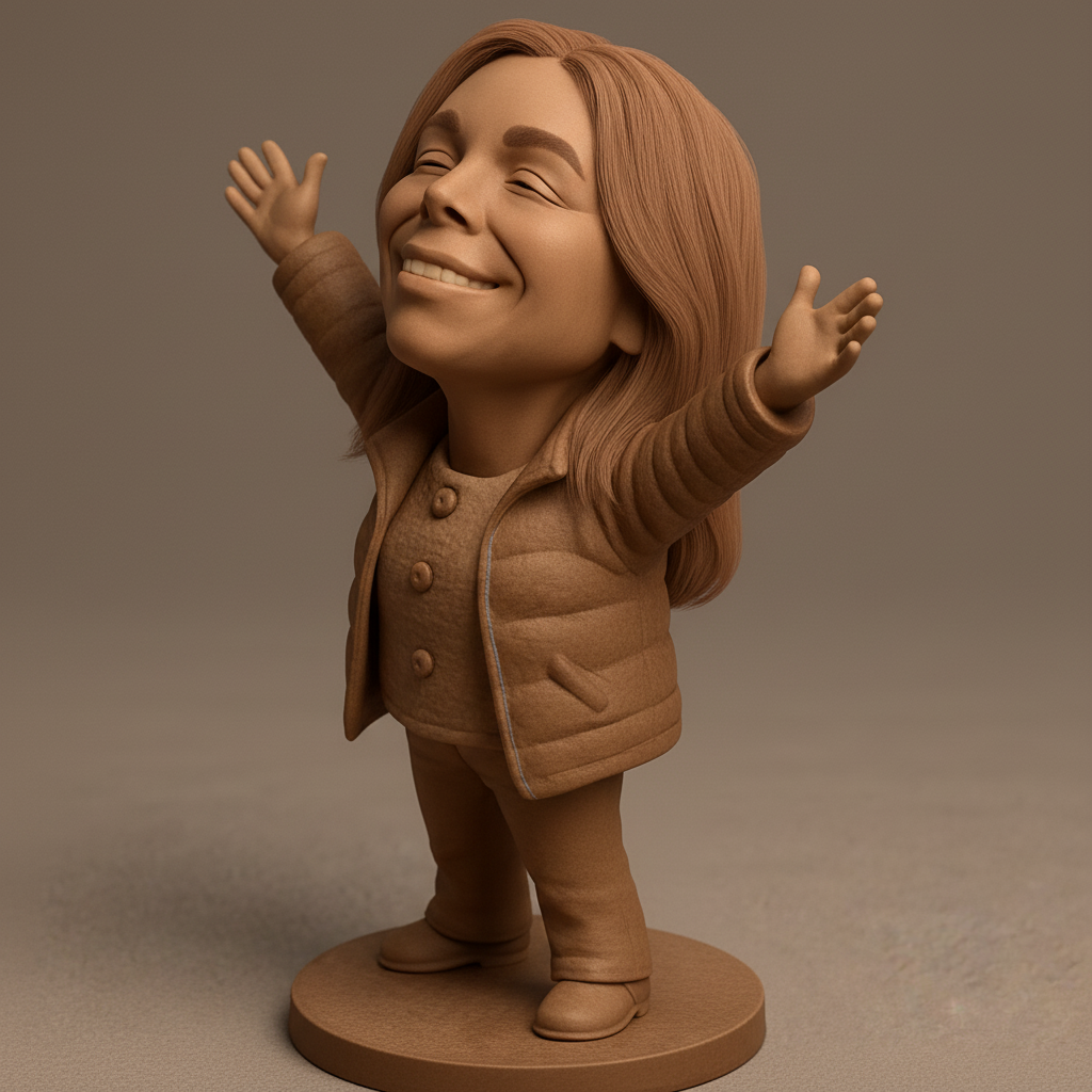 silhouette 3d printer maker-3d portrait printing_Joyful Embrace: Arms Wide Open Figurine