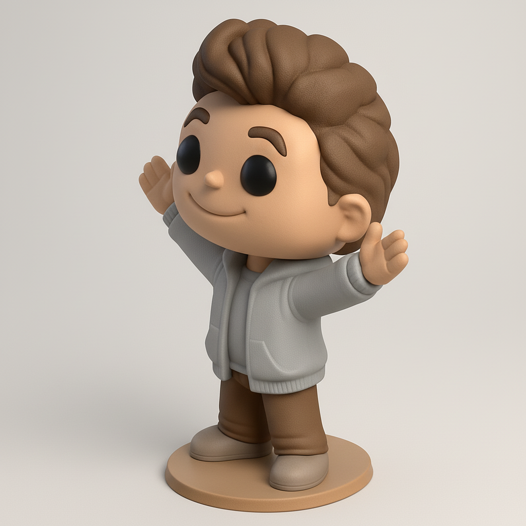 face to 3d model ai-3D portrait printing from photo_Adorable Funko-Style Welcoming Figure