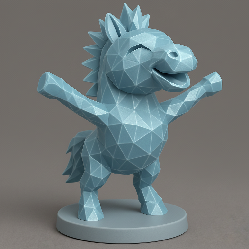 face anatomy 3d model-create 3d face model from photo_Geometric Joy: Happy Low-Poly Horse Figurine