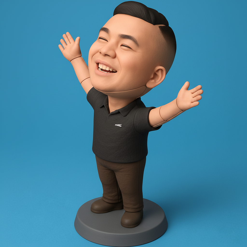 face to 3d model ai-3D portrait printing from photo_Print Happiness: Joyful Man Bobblehead Figurine