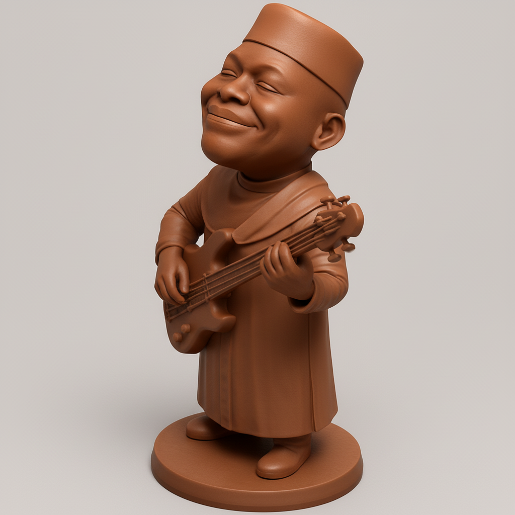 silhouette 3d printer maker-3d portrait printing_Joyful Bass Player: Sing Your Soul with Music Figurine