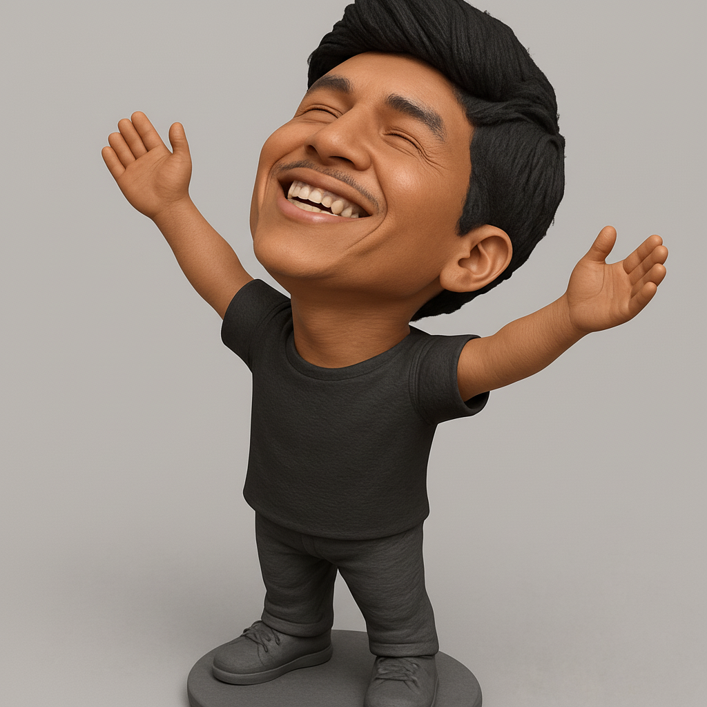 face to 3d model ai-3D portrait printing from photo_Embrace Joy: Uplifting Happy Character Figurine