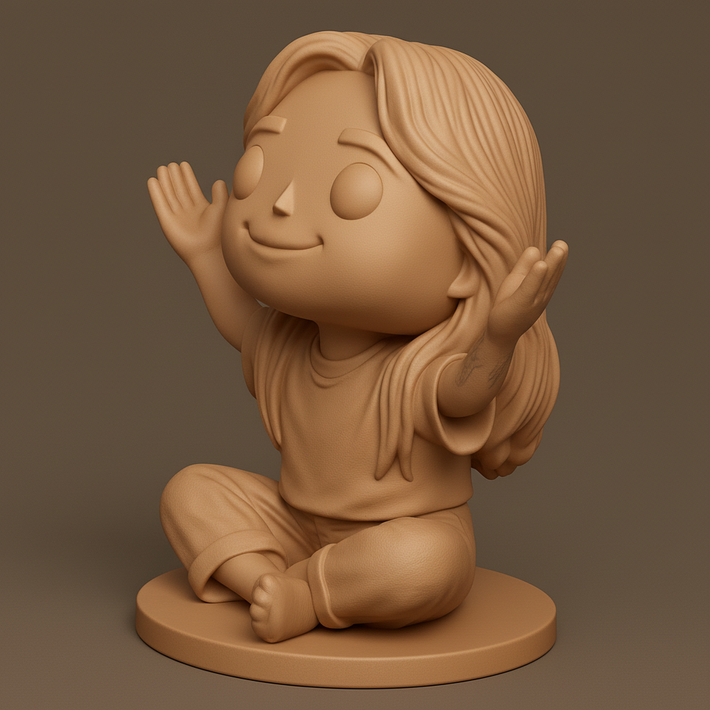 face to 3d model ai-3D portrait printing from photo_Zen Chibi Meditator - Embrace Joy & Serenity