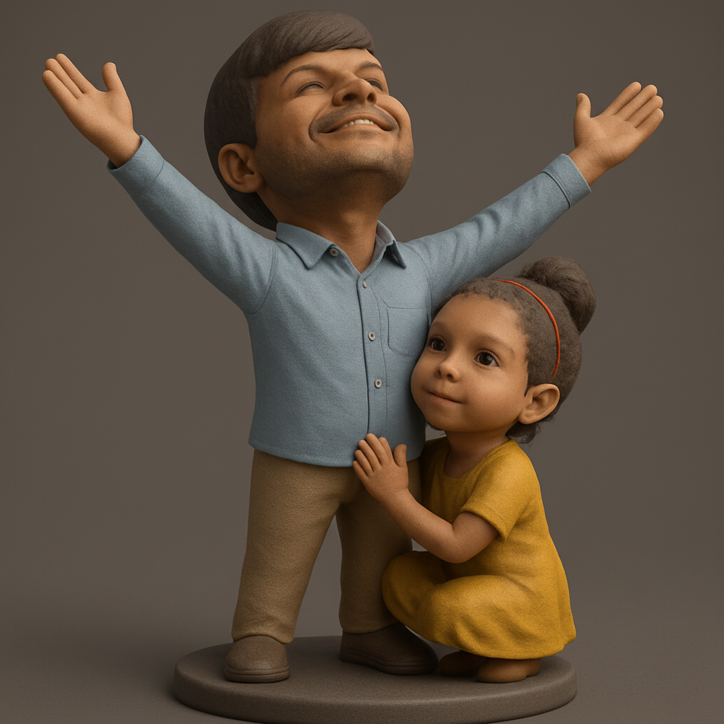 face anatomy 3d model-create 3d face model from photo_Eternal Bond: Father & Daughter Keepsake Statue