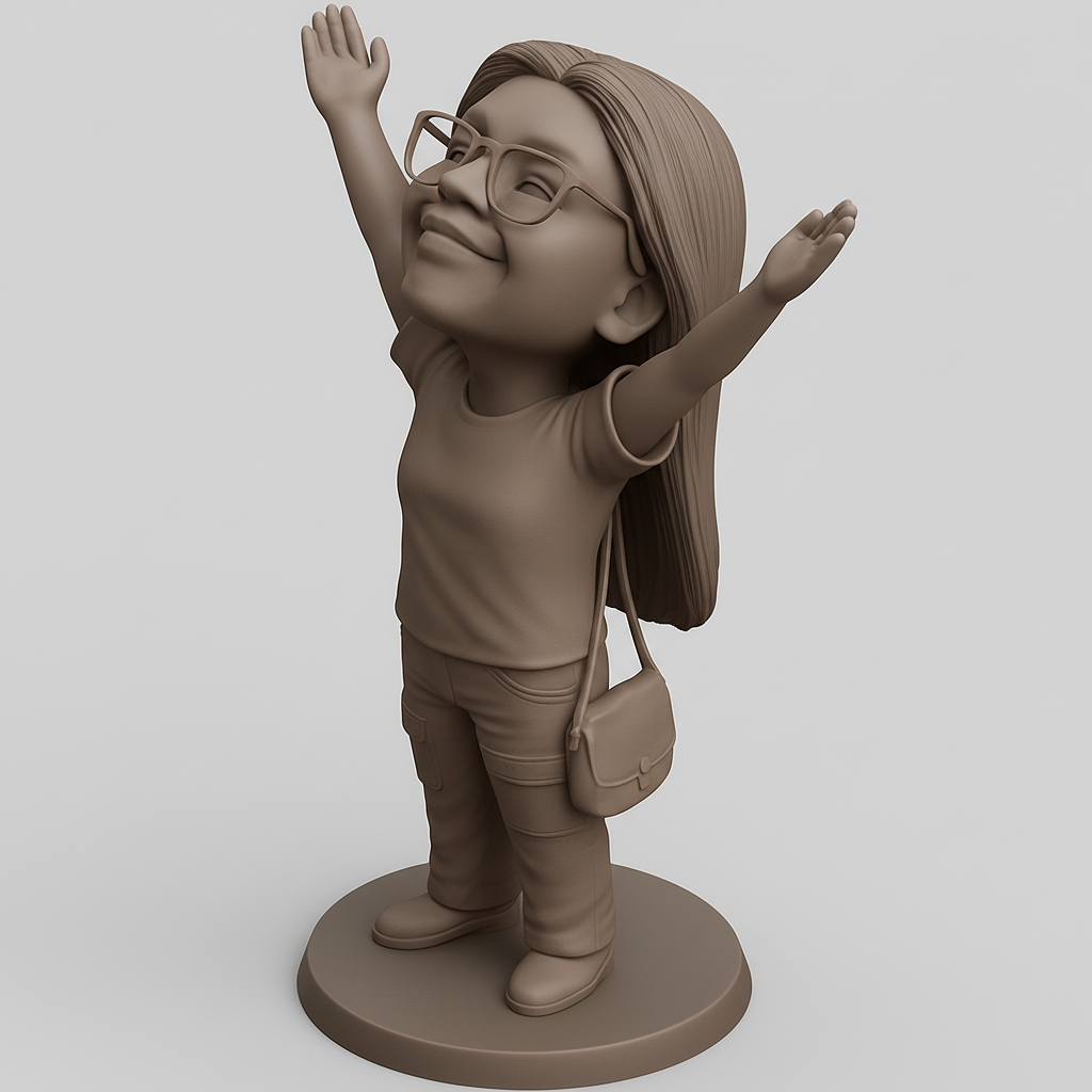 face to 3d model ai-3D portrait printing from photo_Joyful Embrace Figurine: Celebrate Life!
