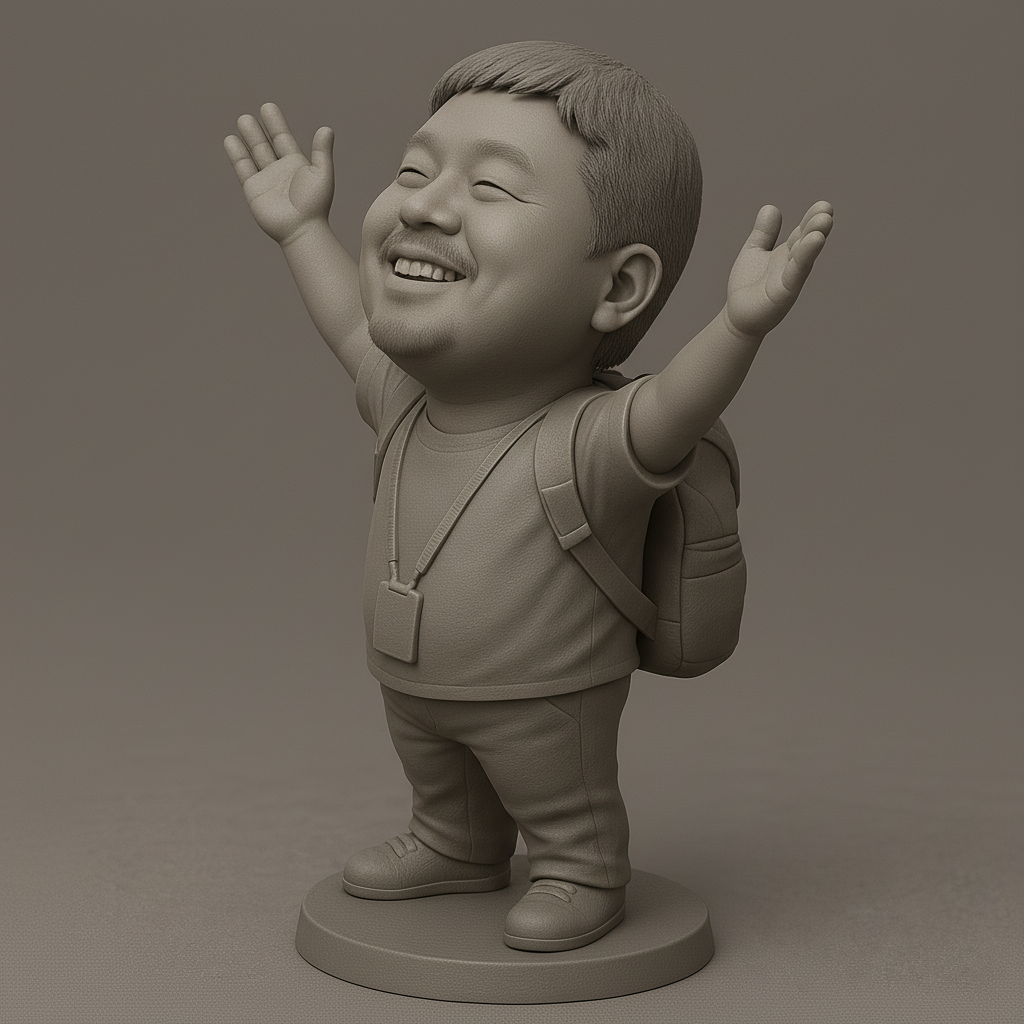 face anatomy 3d model-create 3d face model from photo_Joyful Figurine with Outstretched Arms