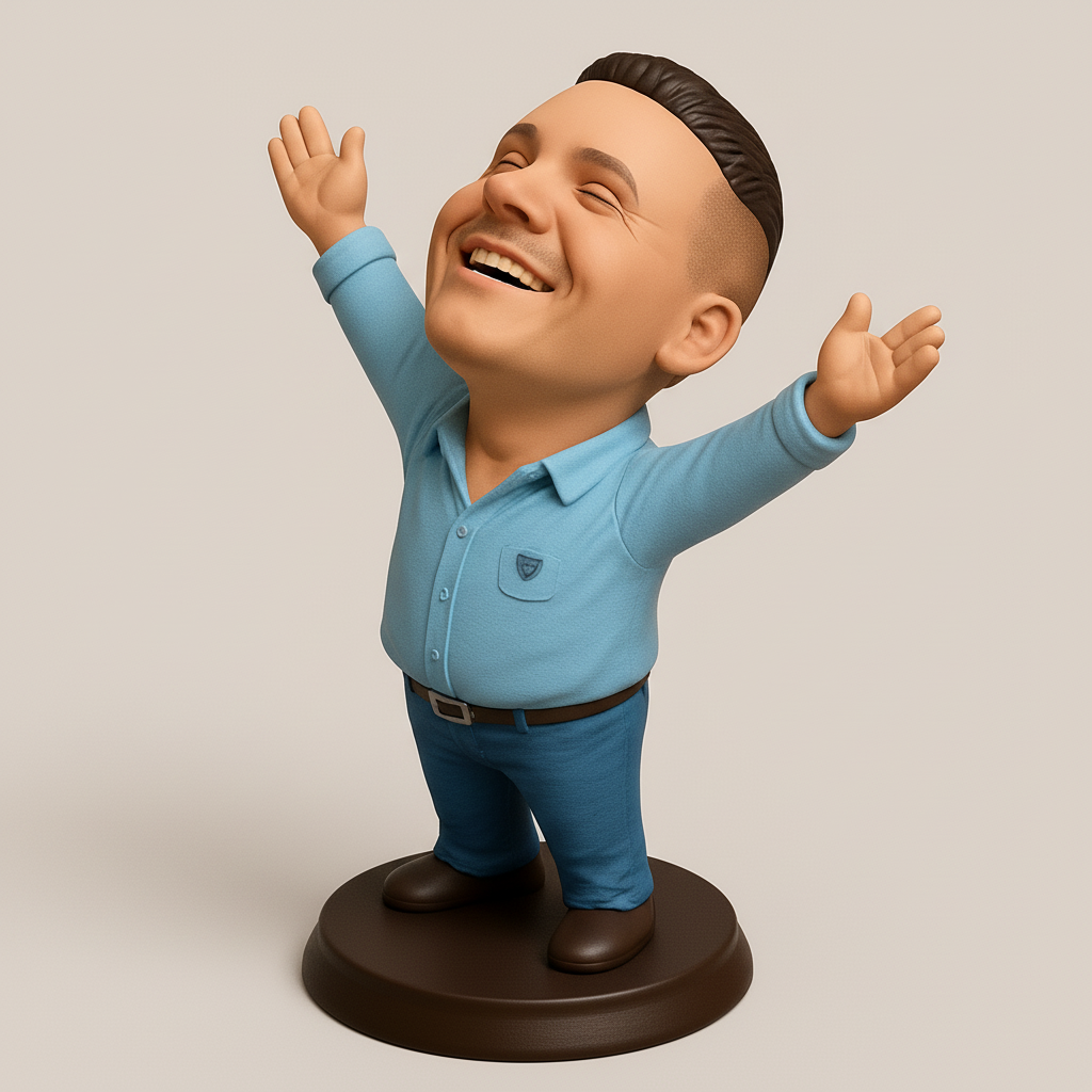face to 3d model ai-3D portrait printing from photo_Celebrate Success Bobblehead - Unbridled Joy Figure