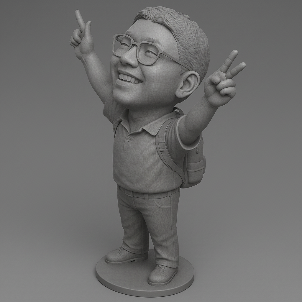 silhouette 3d printer maker-3d portrait printing_Joyful Victory Pose Figurine