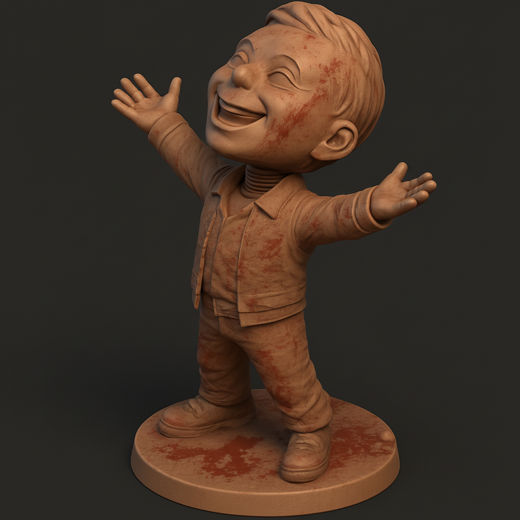 silhouette 3d printer maker-3d portrait printing_Joyful Child Statue for 3D Printing