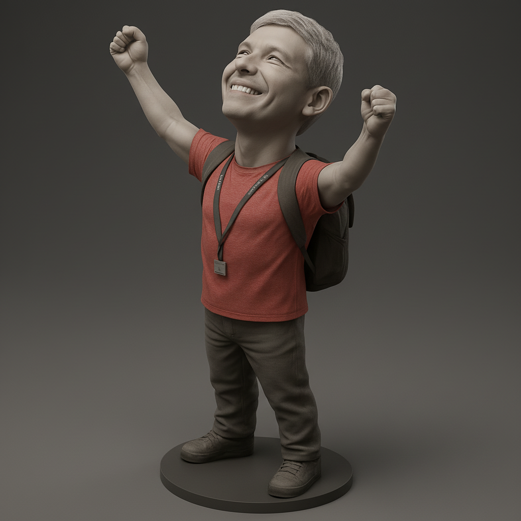 silhouette 3d printer maker-3d portrait printing_Joyful Victory Pose 3D Model
