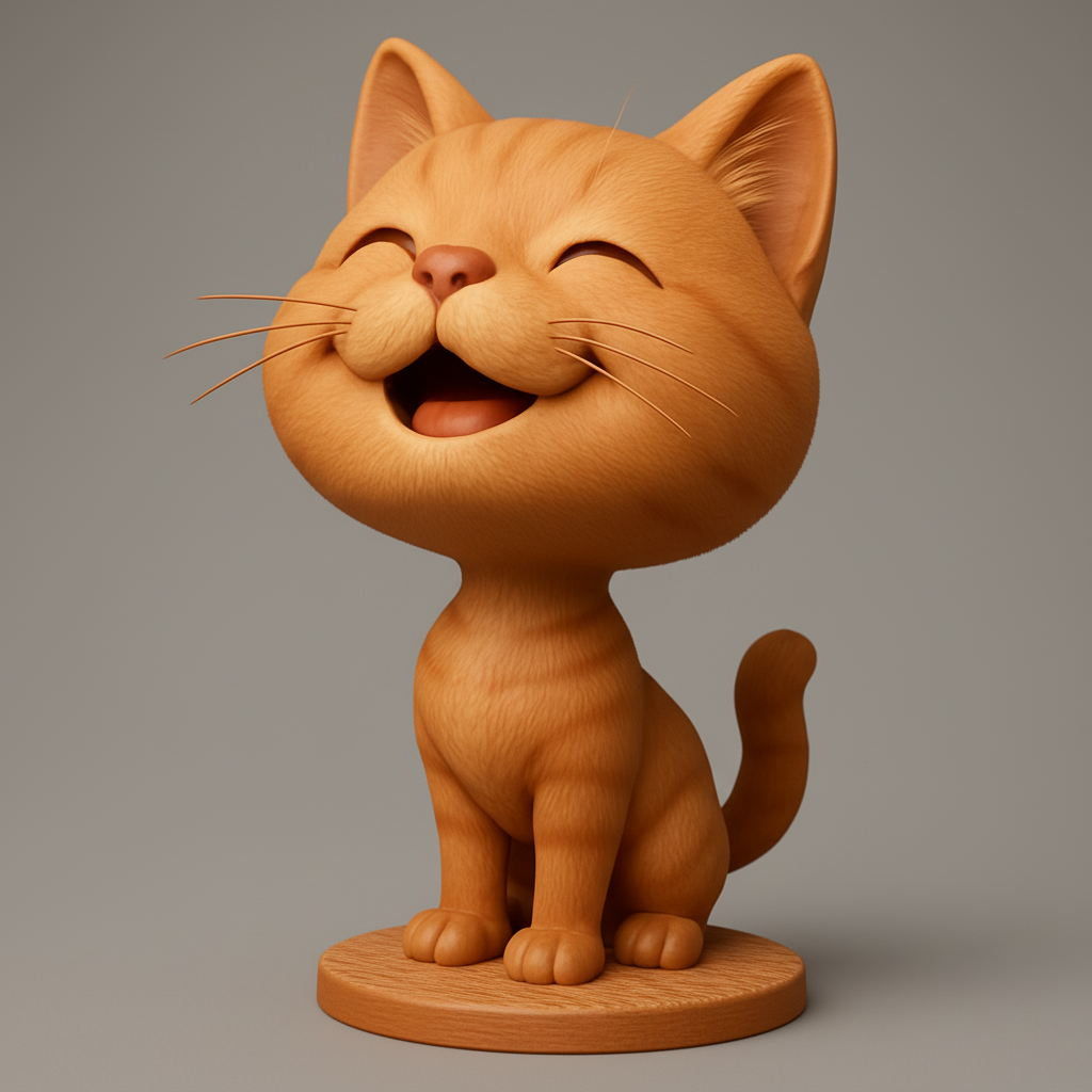 face anatomy 3d model-create 3d face model from photo_Joyful Laughing Cat Figurine - Instant Mood Booster!
