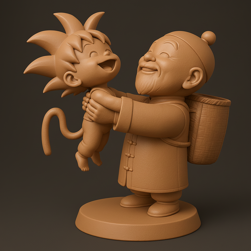 silhouette 3d printer maker-3d portrait printing_Joyful Sage with Playful Child