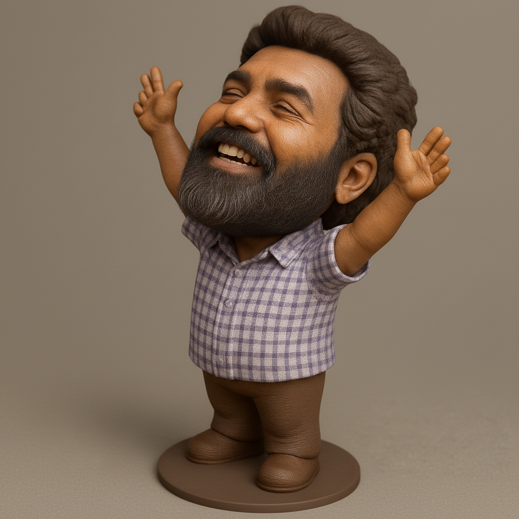 face anatomy 3d model-create 3d face model from photo_Smiling Man Bobblehead: Celebrate with Joy!