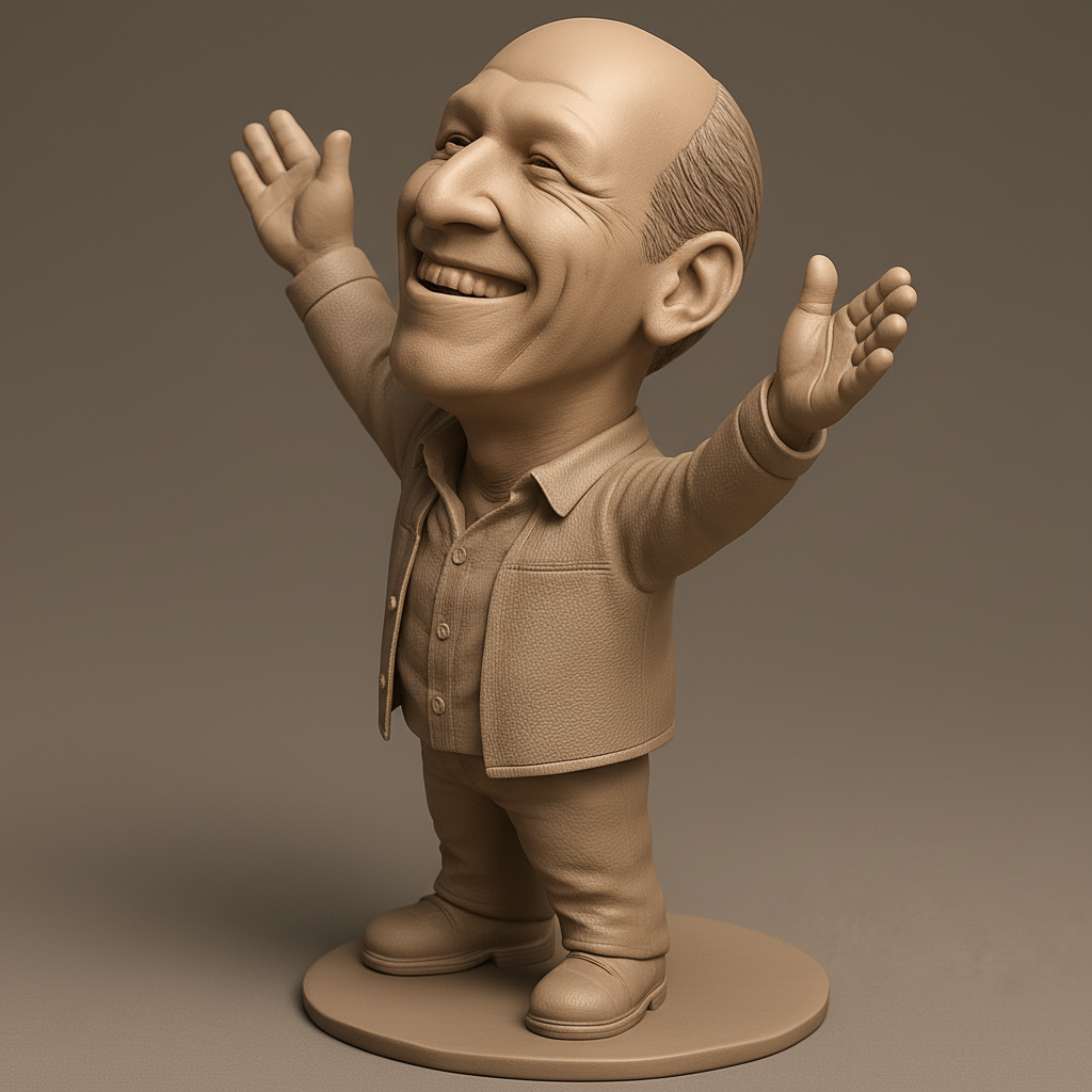 silhouette 3d printer maker-3d portrait printing_Cheerful 3D Figurine with Open Arms