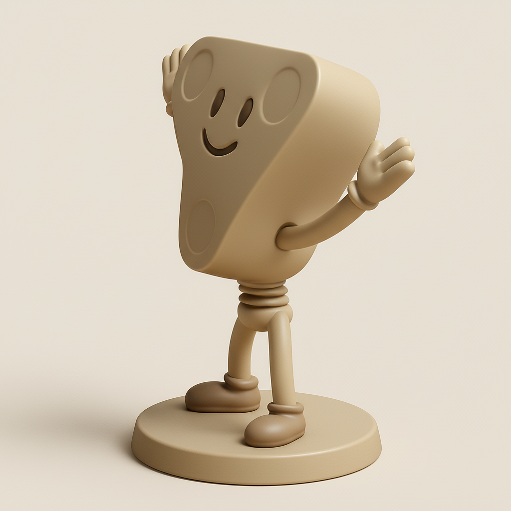 face anatomy 3d model-create 3d face model from photo_Cheerful Cheese Character Figurine