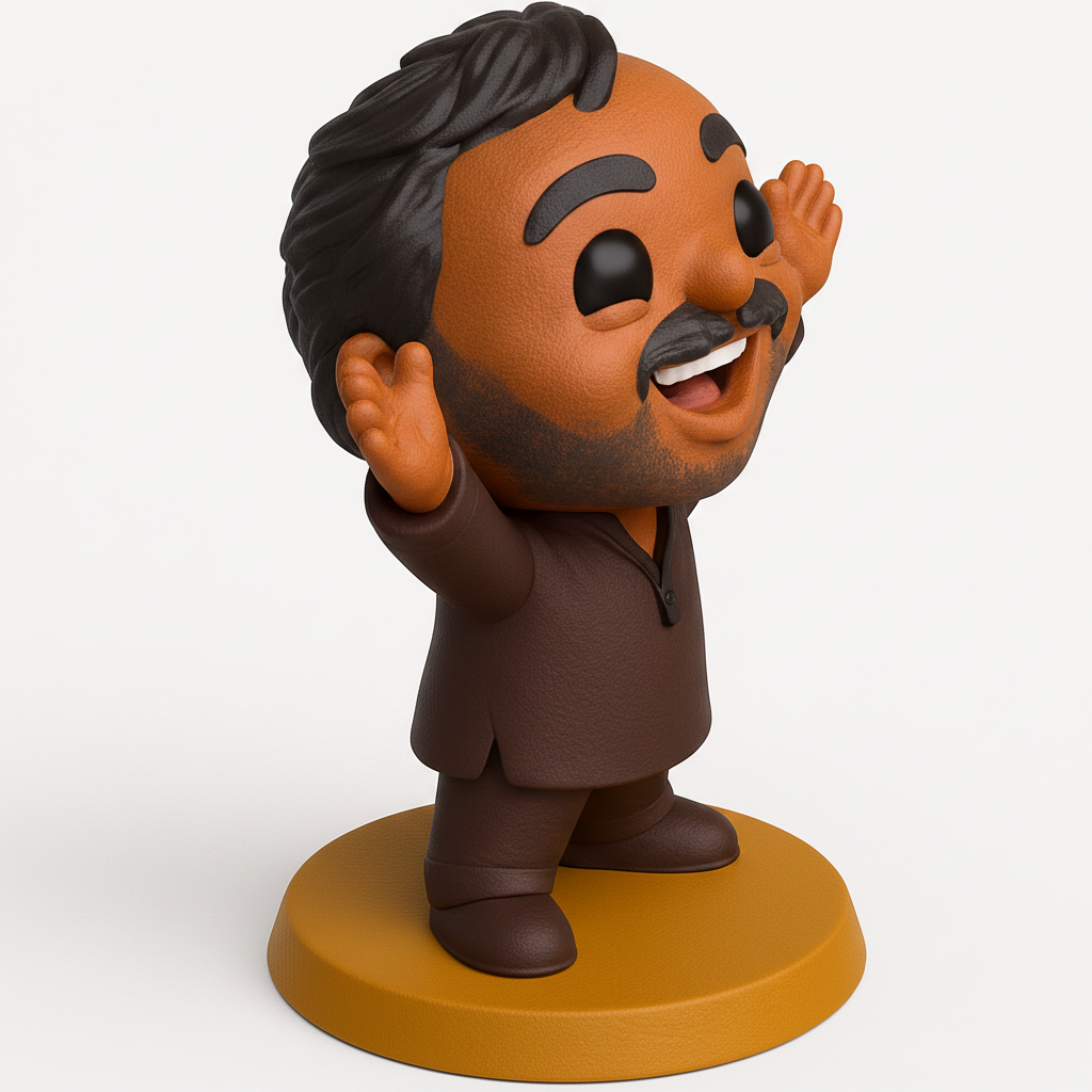 face to 3d model ai-3D portrait printing from photo_Happy V-Neck Man Chibi - Cheerful Desk Companion
