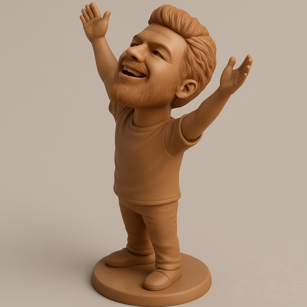 silhouette 3d printer maker-3d portrait printing_Cheering Man Bobblehead: Celebrate Your Victories!