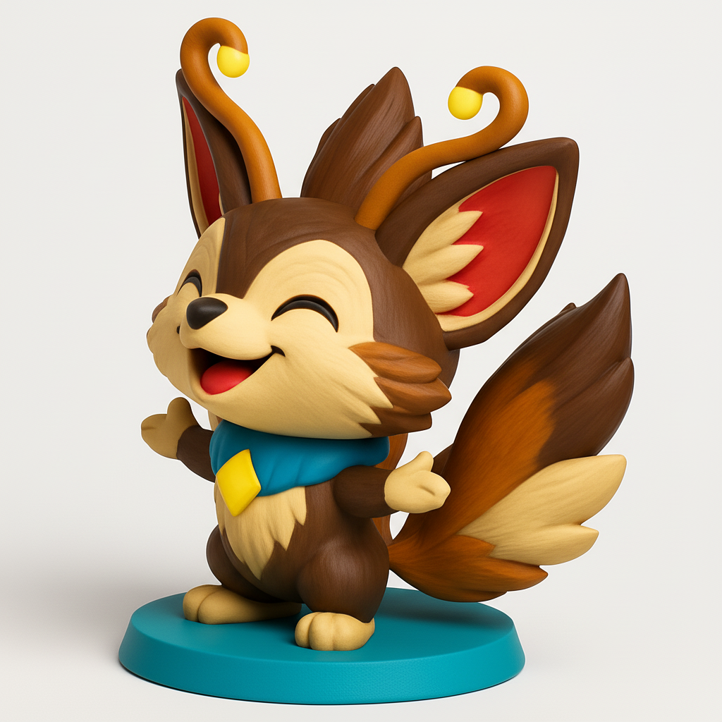 face to 3d model ai-3D portrait printing from photo_Happy Fox Spirit Figurine - Easy 3D Print Joy!