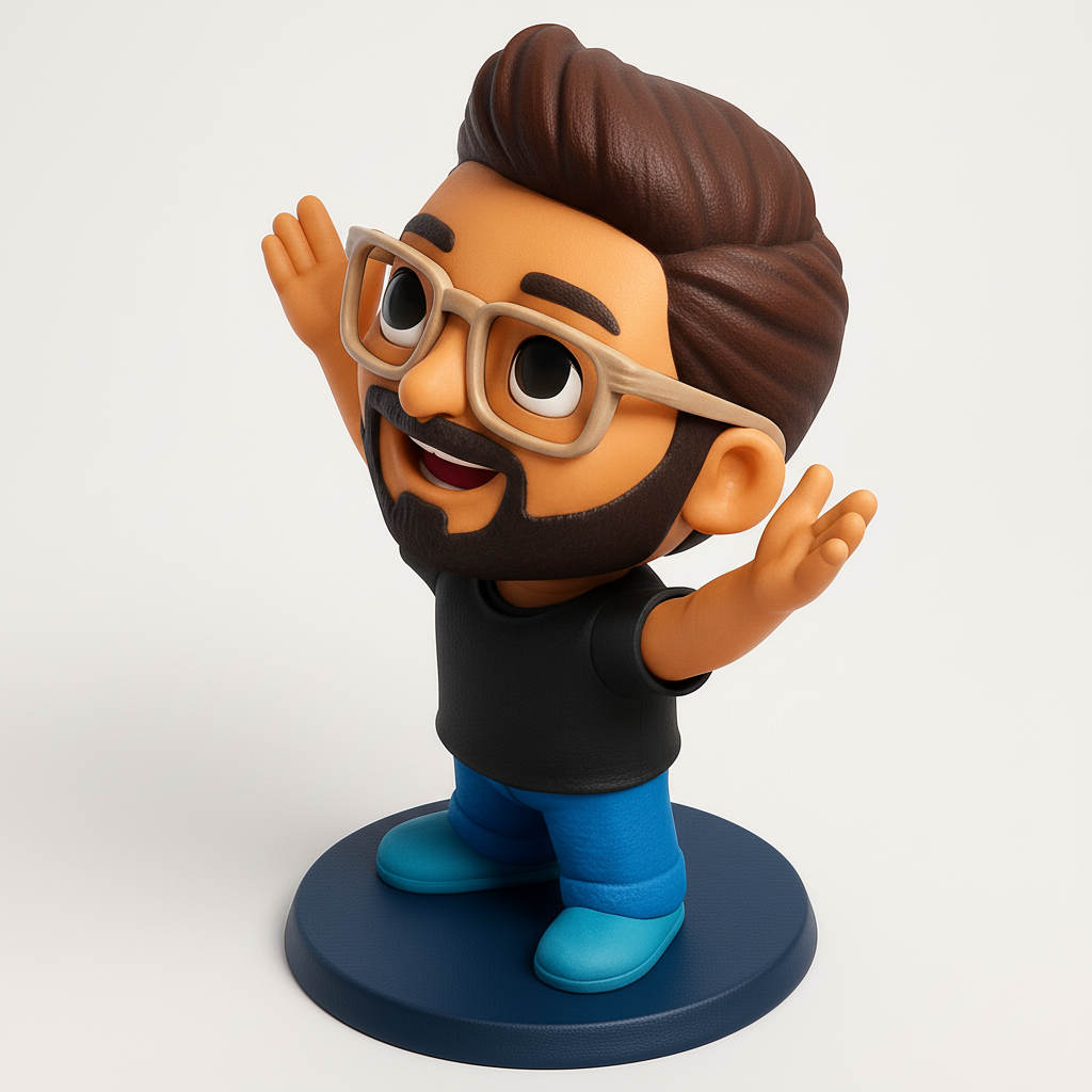 face to 3d model ai-3D portrait printing from photo_Welcoming Bearded Guy Character Figurine