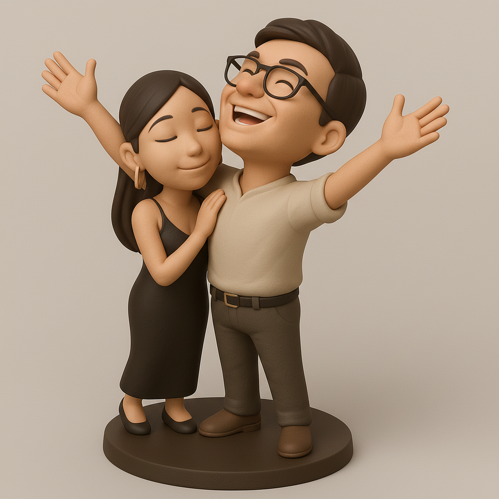 face anatomy 3d model-create 3d face model from photo_Joyful Couple Figurine for Your Collection