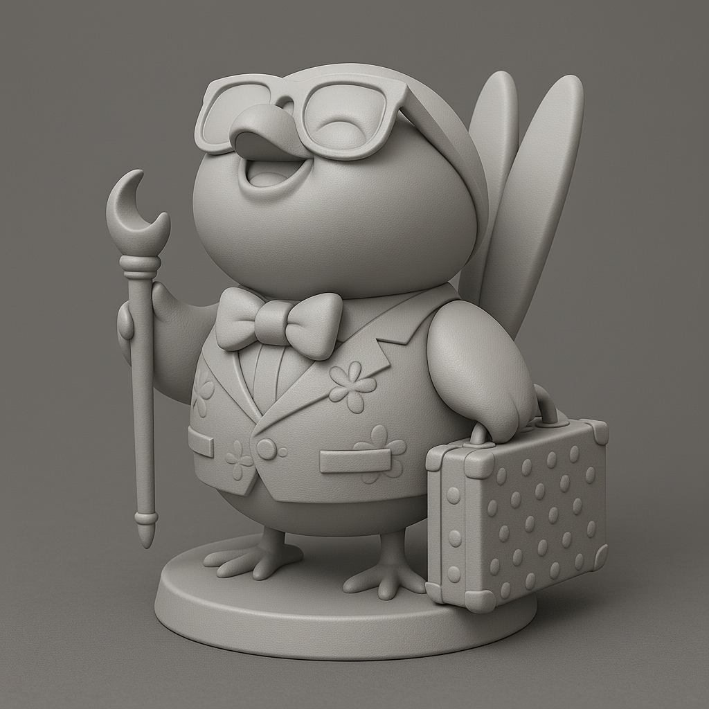 silhouette 3d printer maker-3d portrait printing_Charming Business Bird Figurine