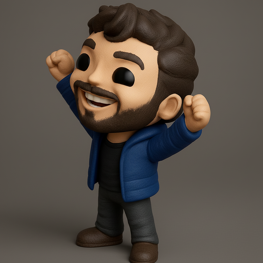 face anatomy 3d model-create 3d face model from photo_Happy Bearded Man Figurine: Celebrate Victories!