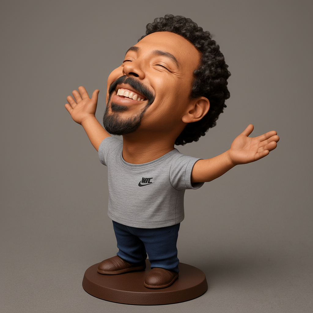 face to 3d model ai-3D portrait printing from photo_Embrace Joy Bobblehead: Spreading Happiness Figurine