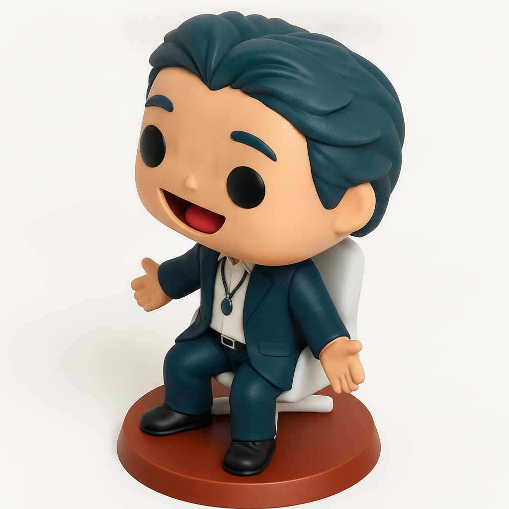face to 3d model ai-3D portrait printing from photo_Joyful Executive Desk Buddy - Funko-Style Figure