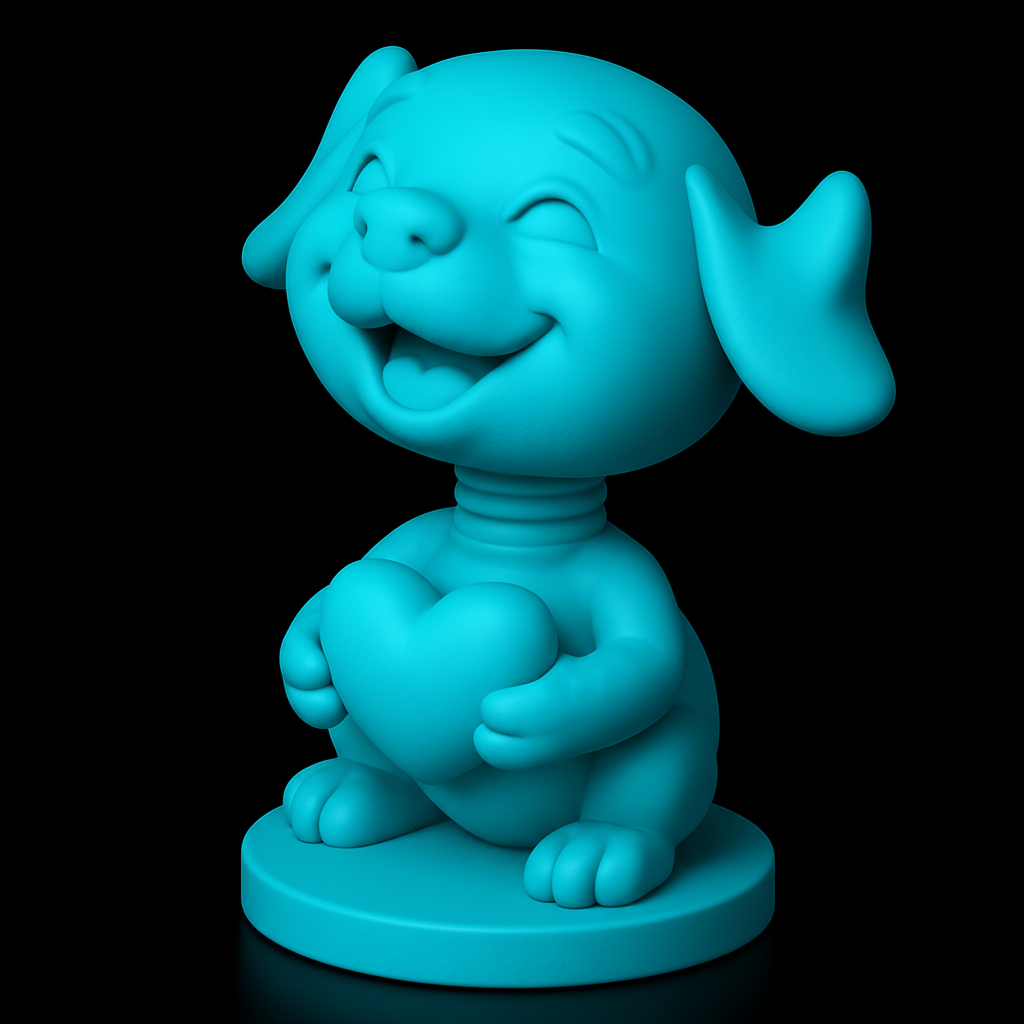 face anatomy 3d model-create 3d face model from photo_Happy Puppy Bobblehead with Heart - Desk & Gift Charm!