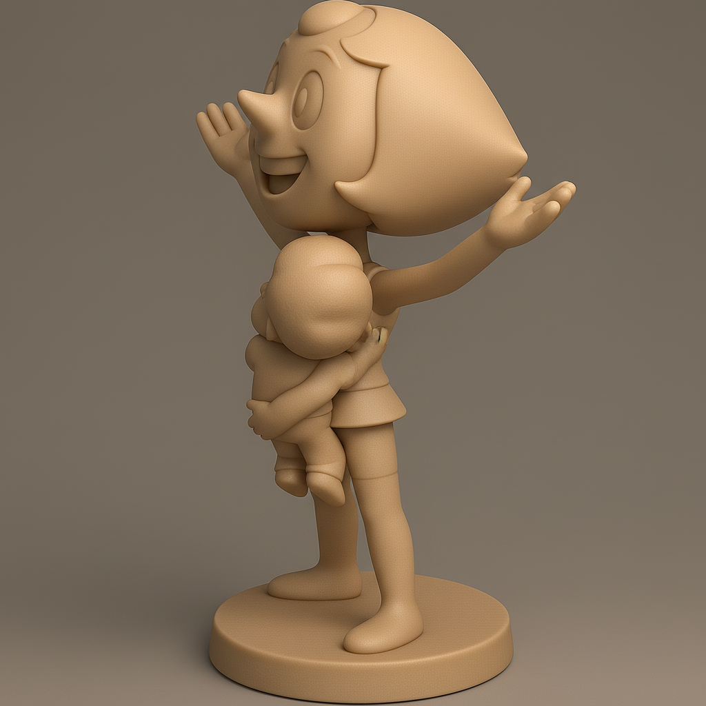 silhouette 3d printer maker-3d portrait printing_Joyful Mother with Child Figurine