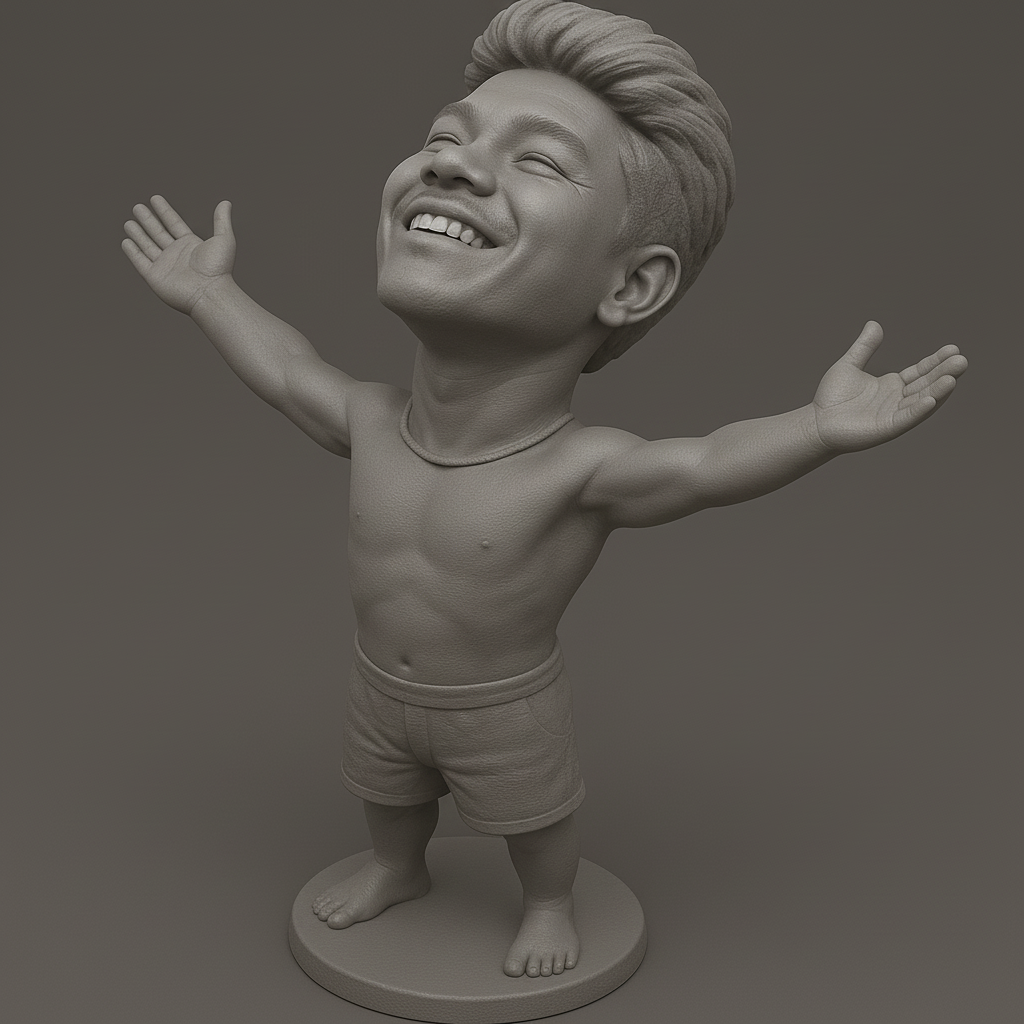 face to 3d model ai-3D portrait printing from photo_Joyful Spirit Figure: Embrace Happiness & Freedom