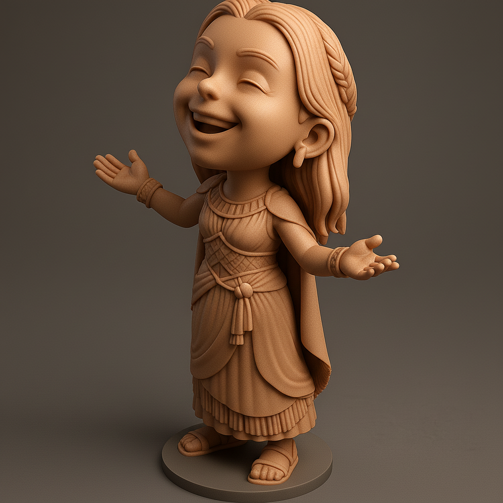 silhouette 3d printer maker-3d portrait printing_Joyful Princess 3D Model for Printing