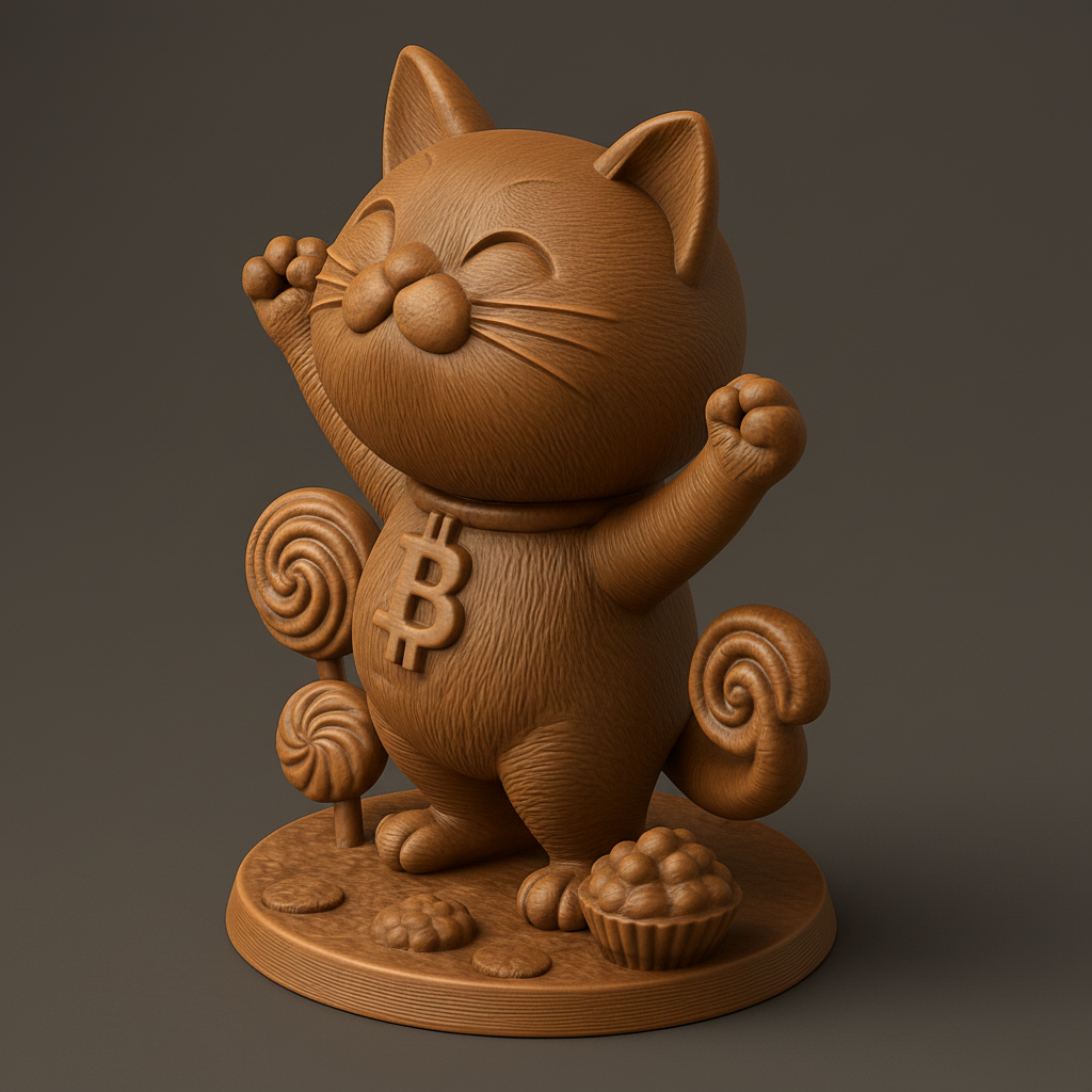 face anatomy 3d model-create 3d face model from photo_Joyful Bitcoin Cat & Sweets: Your Lucky Crypto Charm