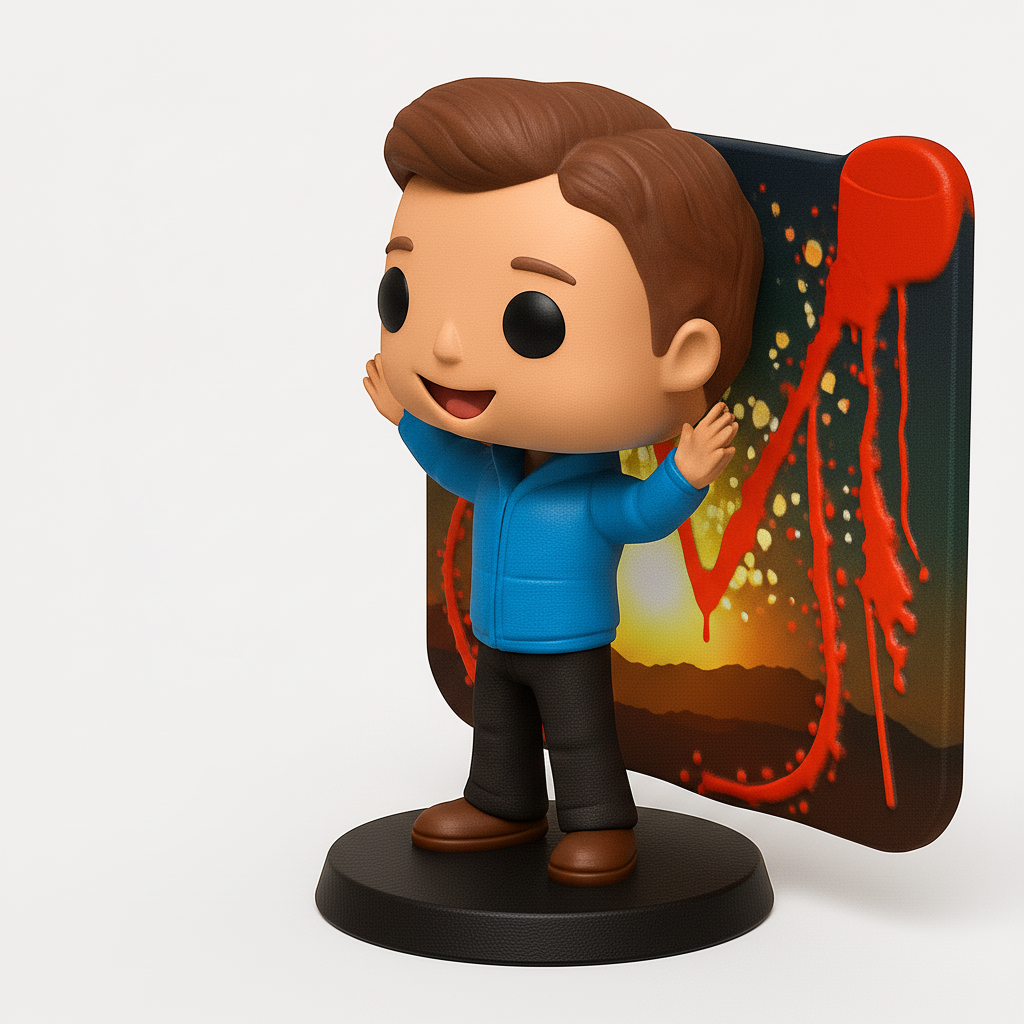 face to 3d model ai-3D portrait printing from photo_Dynamic Pop Display: Fiery 'V' Character Stand