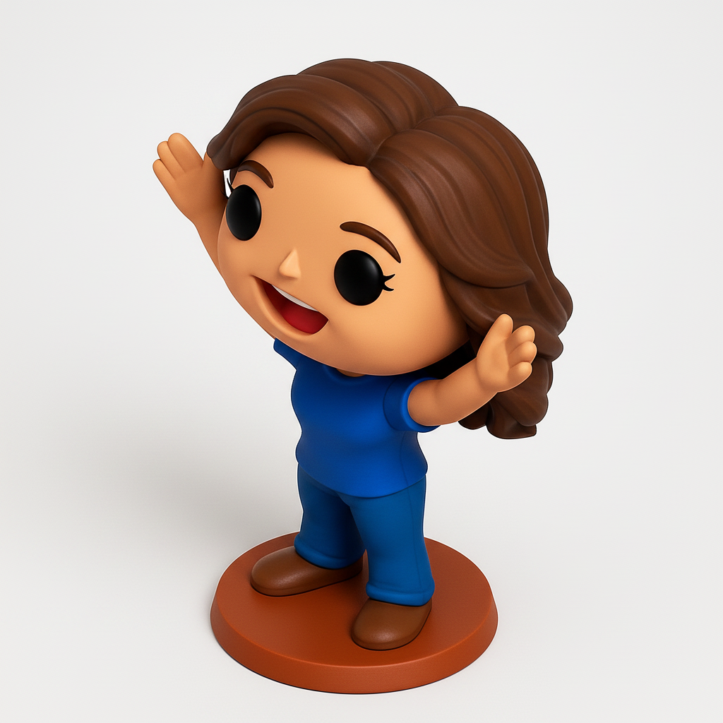 face to 3d model ai-3D portrait printing from photo_Joyful Pop-Style Girl Figurine - Print Your Own Smile!