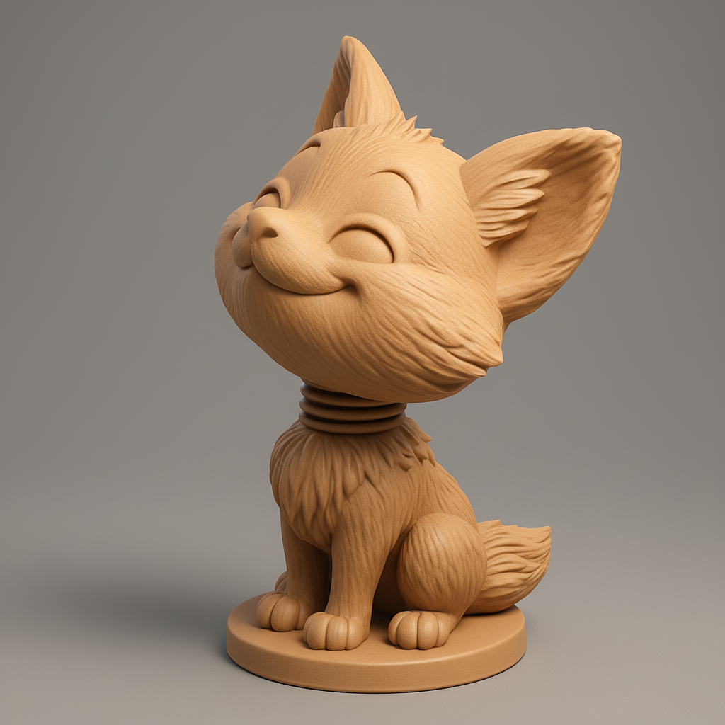 face anatomy 3d model-create 3d face model from photo_Joyful Woodland Bobblehead - Print Your Own Happy Friend!