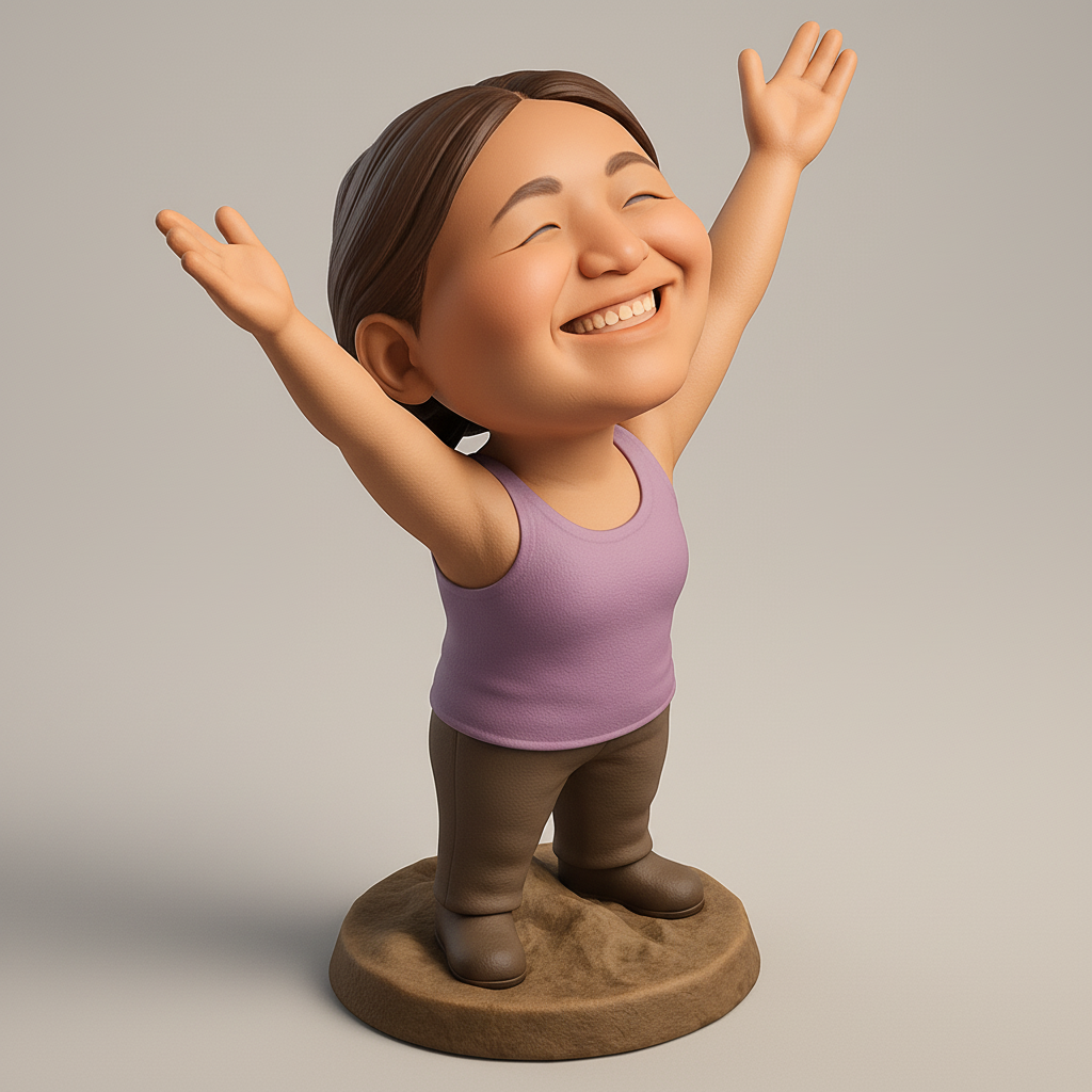 silhouette 3d printer maker-3d portrait printing_Uplifting Joy Figurine - Arms Raised in Triumph