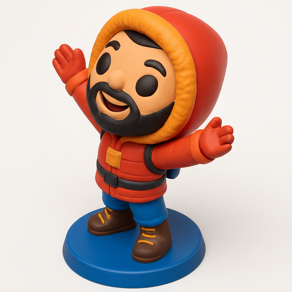 face anatomy 3d model-create 3d face model from photo_Joyful Hiker Figurine: Whimsical Desk & Shelf Decor