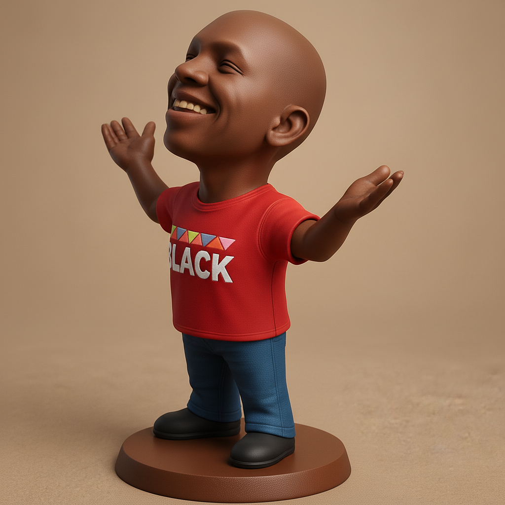 face to 3d model ai-3D portrait printing from photo_Uplifting Black Joy Figurine: Celebrate & Smile