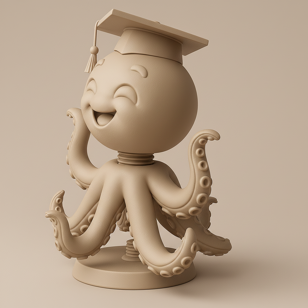 silhouette 3d printer maker-3d portrait printing_Cheerful Graduate Octopus Figurine
