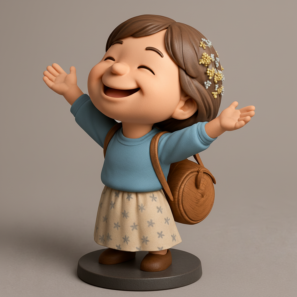 face anatomy 3d model-create 3d face model from photo_Joyful Open Arms Girl Figurine - Bring Happiness Home!